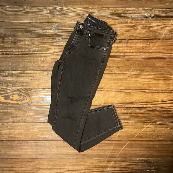Calvin Klein Jeans CKJ 011 Distressed Soft Black Skinny Jeans Size 26 - Picture 6 of 6